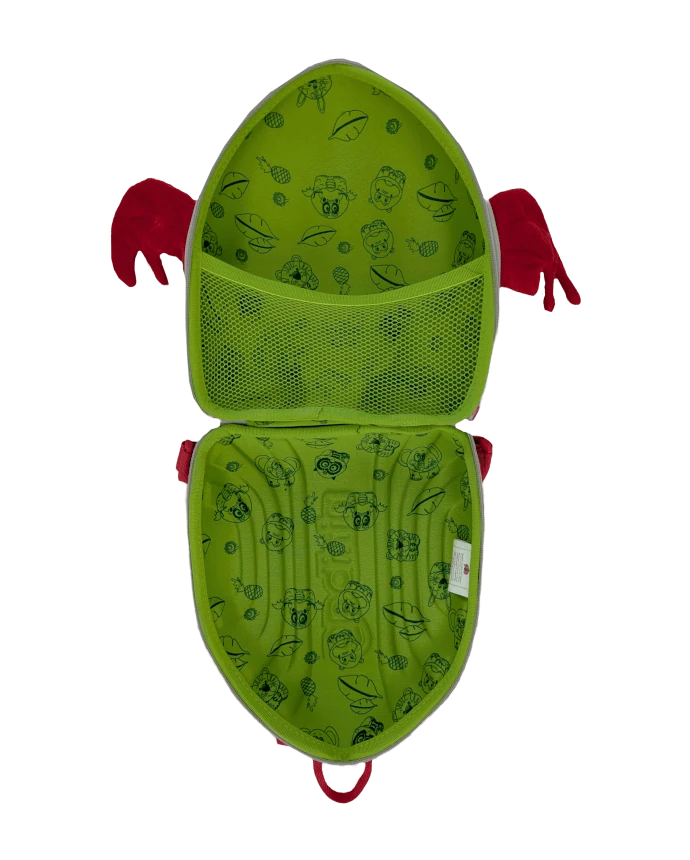 Draco, Red dragon-shaped backpack inside view