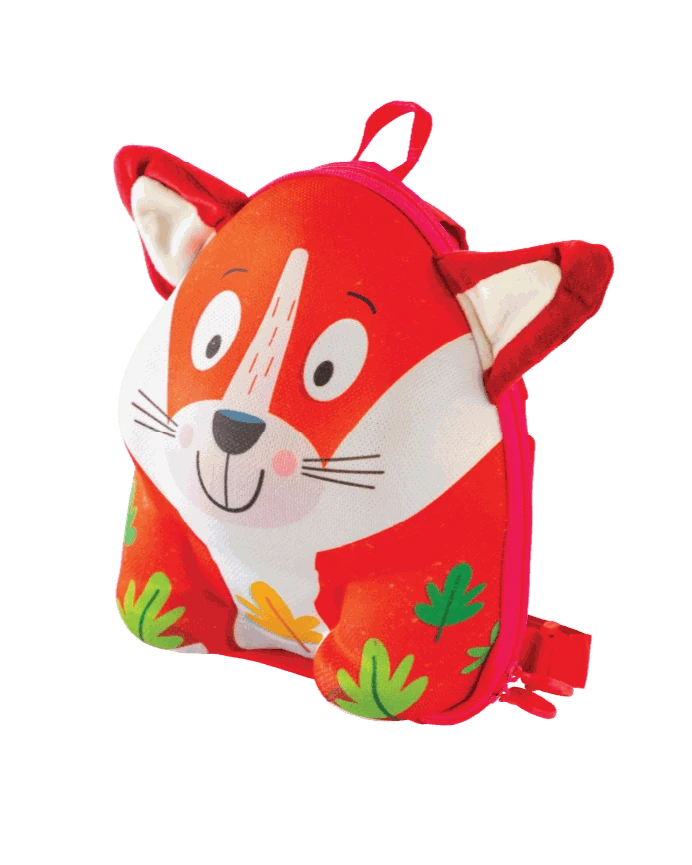 Red fox-shaped backpack front view