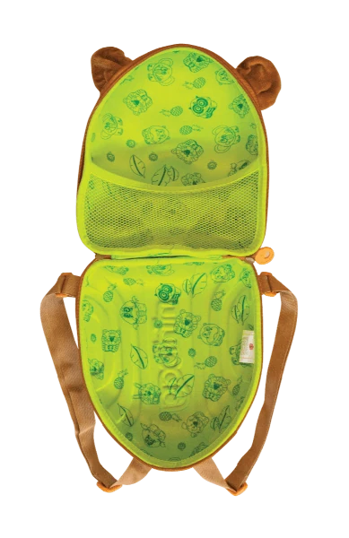 Maple, brown beaver-style backpack inside view